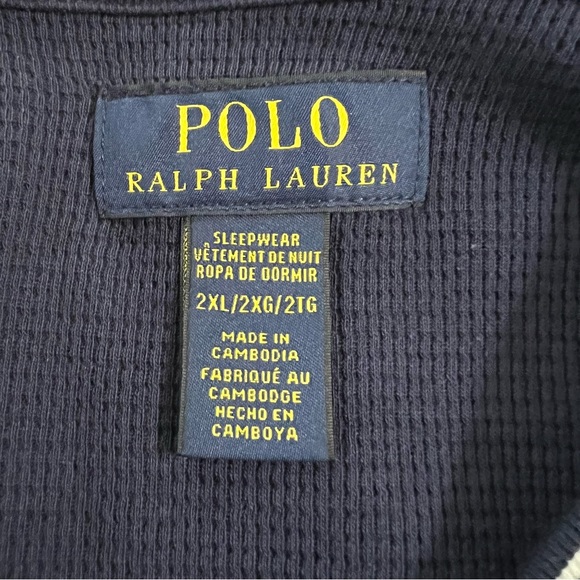 Polo Shirt Ralph Lauren Navy Blue Polo Eagle Logo Waffle Knit Crewneck - Picture 9 of 13